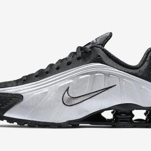 Shox R4 Black Metallic Silver Shoes